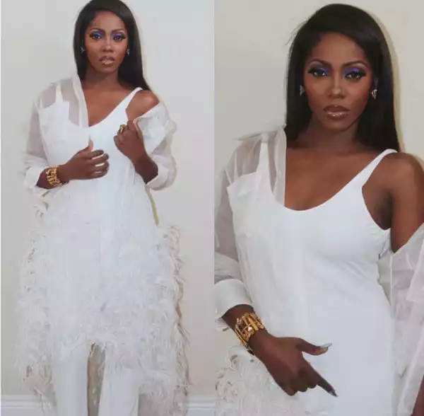 Tiwa Savage stuns in white for her meet and greet